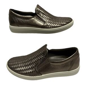 Ecco Soft 7 Woven Loafers Shoes Women’s Size 5-5.5 US 36 EU Gold Leather Slip On